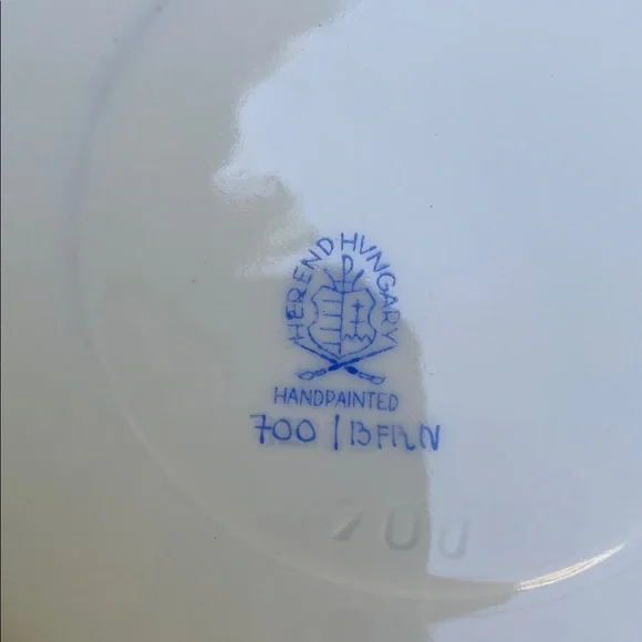 Herend Handpainted fruit and flora large tea cup and saucer plate. Antique Dining